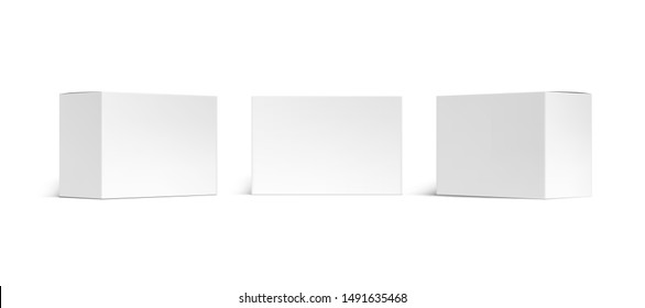 Various Angle 3D Blank Package Box Set. EPS10 Vector