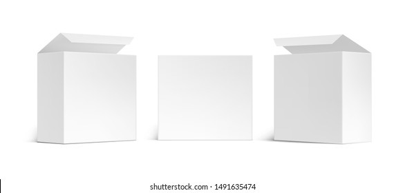 Various Angle 3D Blank Package Open Box Set. EPS10 Vector