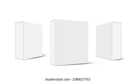 Various Angle 3D Blank Package Box Set. EPS10 Vector