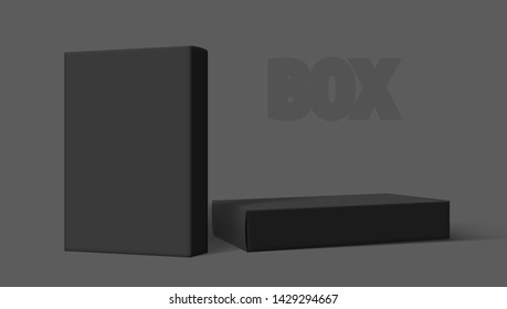 Various Angle Black 3D Blank Package Box Set. EPS10 Vector