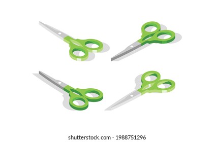 various angles of scissors in isometric view