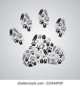 various animal footprints eps10