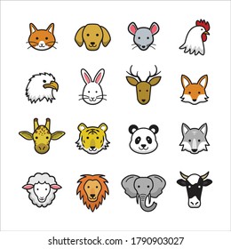 Various Animal Head Icon Set