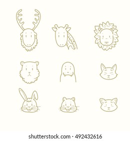 Various animal head outline