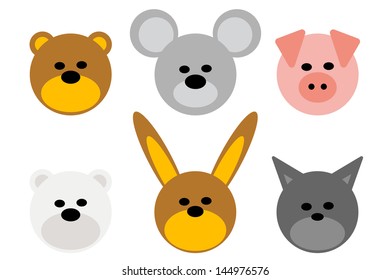 various animal heads