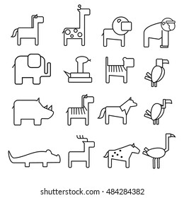 Various animal icon. thin line design. vector illustration