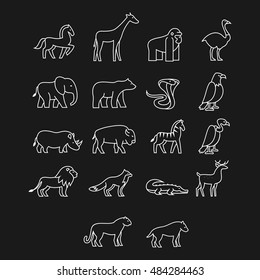 Various animal icon. thin line design. vector illustration