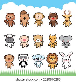 Various animal illustration material set 