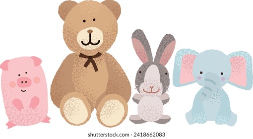 various animal plush toy illustration