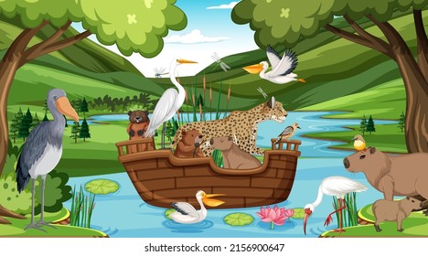 Various animals in the forest illustration