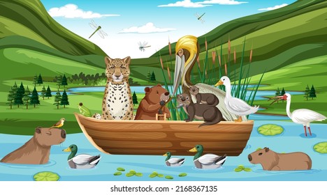 Various animals in the forest illustration