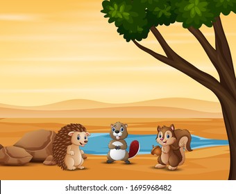The various animals living in the desert