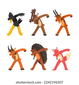 Various Animals Standing in Dub Dancing Pose Vector Set