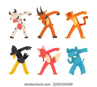 Various Animals Standing in Dub Dancing Pose Vector Set