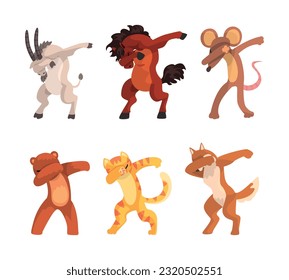 Various Animals Standing in Dub Dancing Pose Vector Set