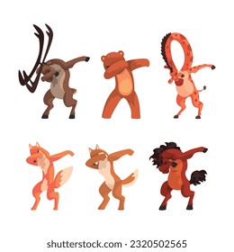 Various Animals Standing in Dub Dancing Pose Vector Set