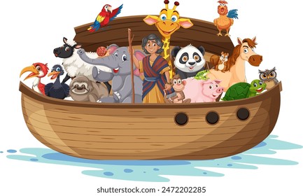Various animals together on a boat
