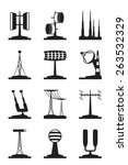 Various antennas and locators - vector illustration