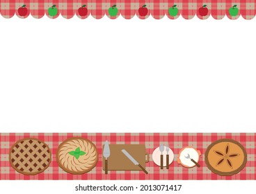 Various Apple Pies, Serving Set, Red
 Checkered Table Cloth and Awning