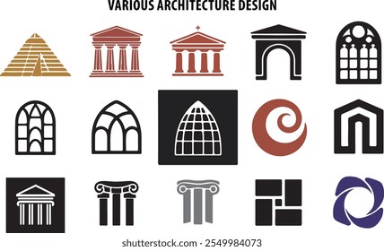 various architecture design vector art illustration eps