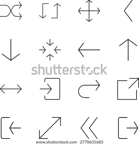 various arrow direction and navigation icons, down arrow, expand