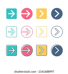 Verschiedene Pfeilsymbol-Vorlage. Geeignet für Design-Elemente von Infografik, App-Navigation und Pfeilmarkierung.