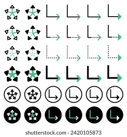 Various arrow icons related to directions.