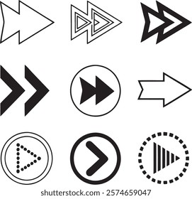 Various Arrow and Play Icons for UI Design