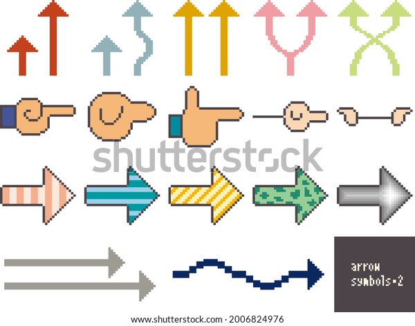 Various Arrow Symbols Made Pixel Art Stock Vector (Royalty Free ...