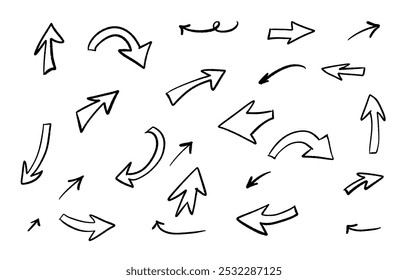 Various arrows in different sizes and styles, pointing in multiple directions. Ideal for creative and design projects.
