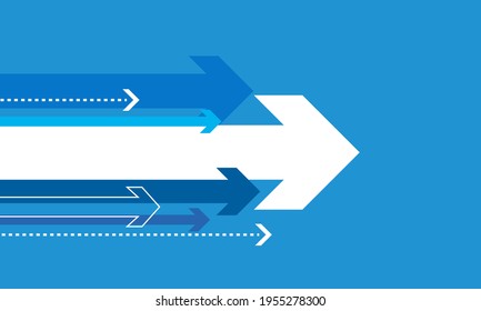 Various arrows image material,white arrrow for text space,blue background,vector illustration 