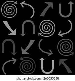various arrows on black seamless pattern