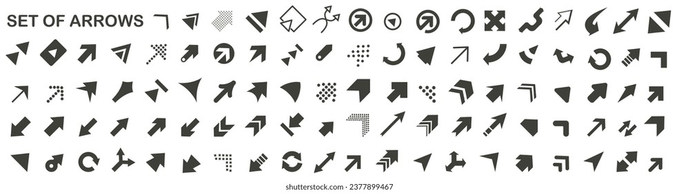Varias flechas. Flechas para plantillas y fondos. Colección de flechas vectoriales. EPS 10.