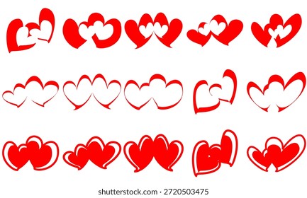 Varias Imágenes de arte de patrones de imaginación de iconos de amor, aislados sobre fondo blanco. Vector