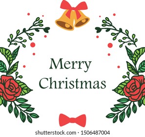 Various art of red rose floral frame, for celebration concept merry christmas. Vector