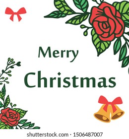 Various art of red rose floral frame, for celebration concept merry christmas. Vector