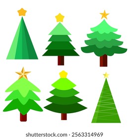 Various artistic christmas tree icon vector illustrations.