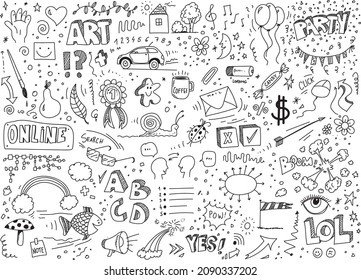 Various artistic hand drawn vector doodles