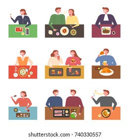 Various aspects of eating by place vector illustration flat design