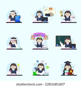 Various aspects of students studying and school life