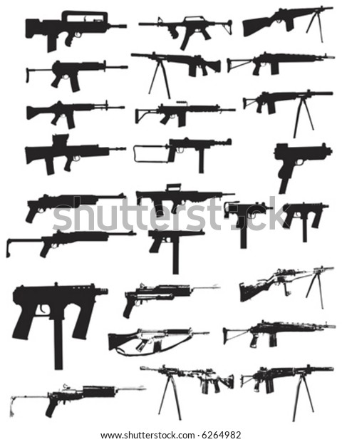 Various Assault Rifles Guns Stock Vector Royalty Free