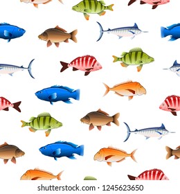 Various Australian fish seamless pattern