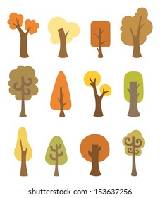 Various autumnal trees for your design. Clipart elements.