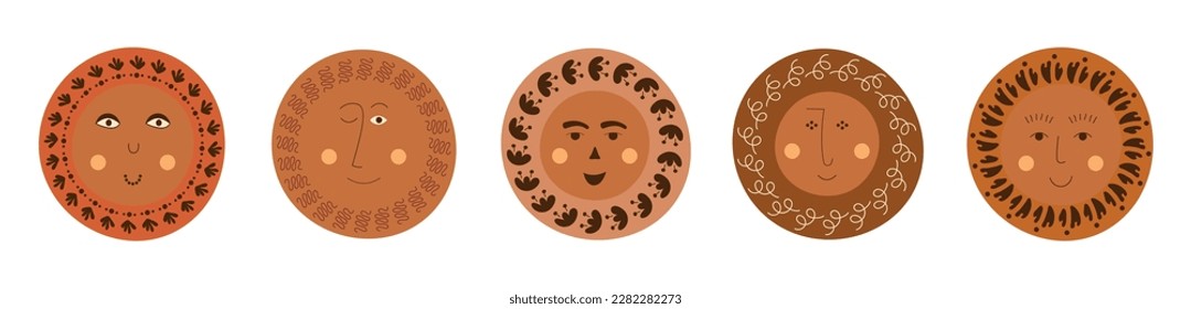 Verschiedene Avatare, lebhafte abstrakte Gesichter. Flaches Design, verschiedene Emotionen, männliche seltsame Bilder. Einziger flacher Cartoon-Vektorgrafik 
