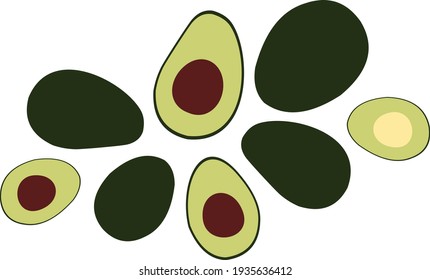 various avocados  with blank background