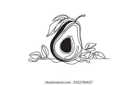 various avocados outline coloring book page line art drawing