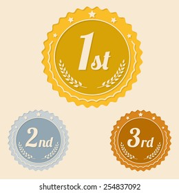 Various awards icons for winners flat design 