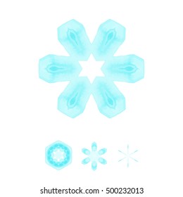 Various azure winter snowflakes, vector. 