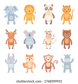 Set Cute Animals On White Background Stock Vector (Royalty Free ...