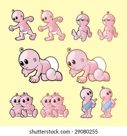 Various baby poses. Different stroke options.